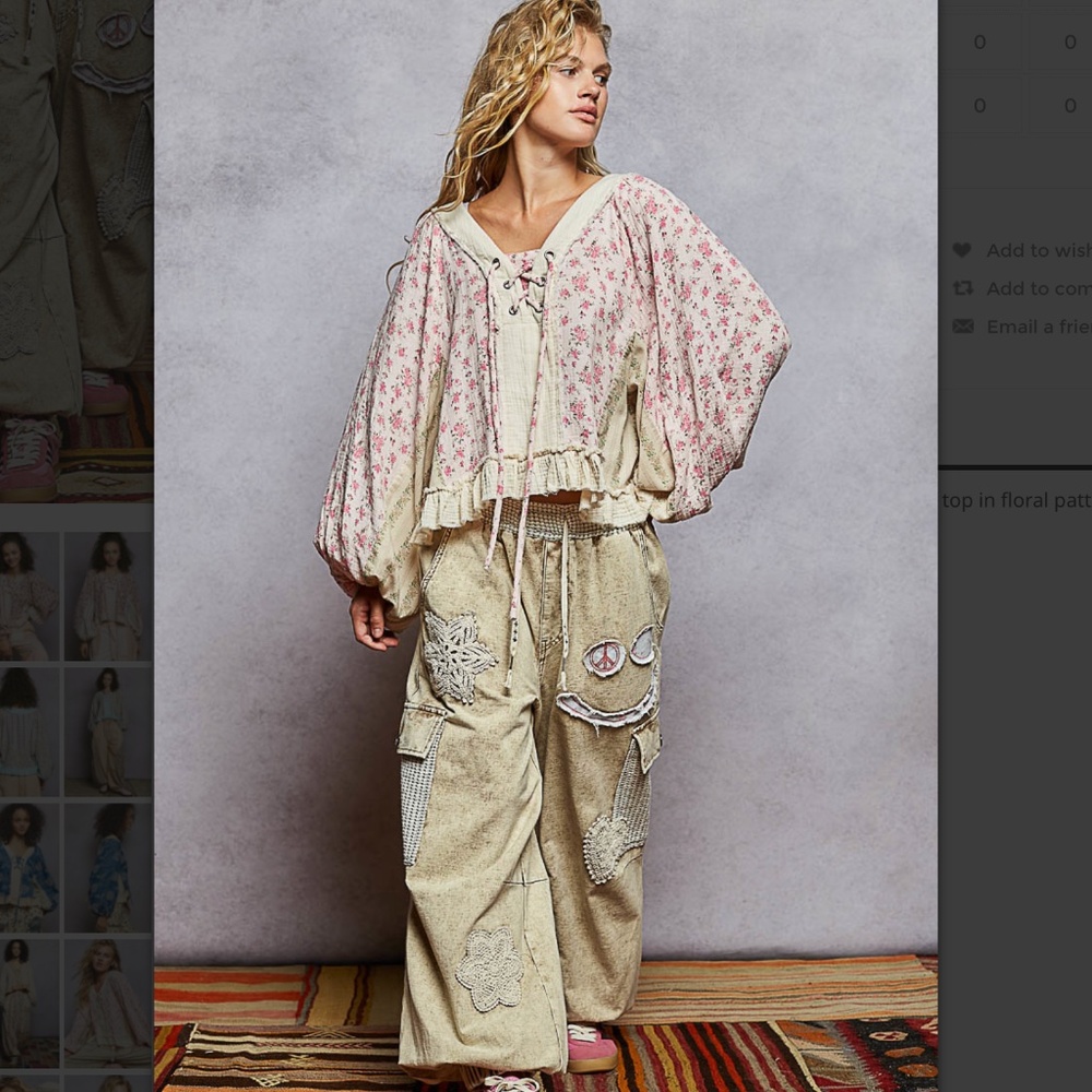 POL “ Lucy 2 “ POL V-Neck Woven Top with Ruffle Hem 28 - Picture 7 of 7